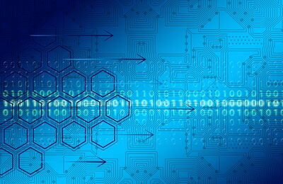lines of codes and hexagons